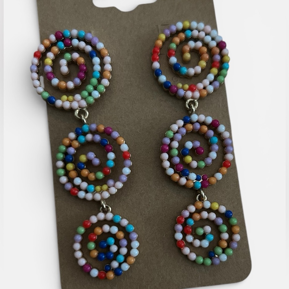 Colorful Spiral Beaded Post Earrings